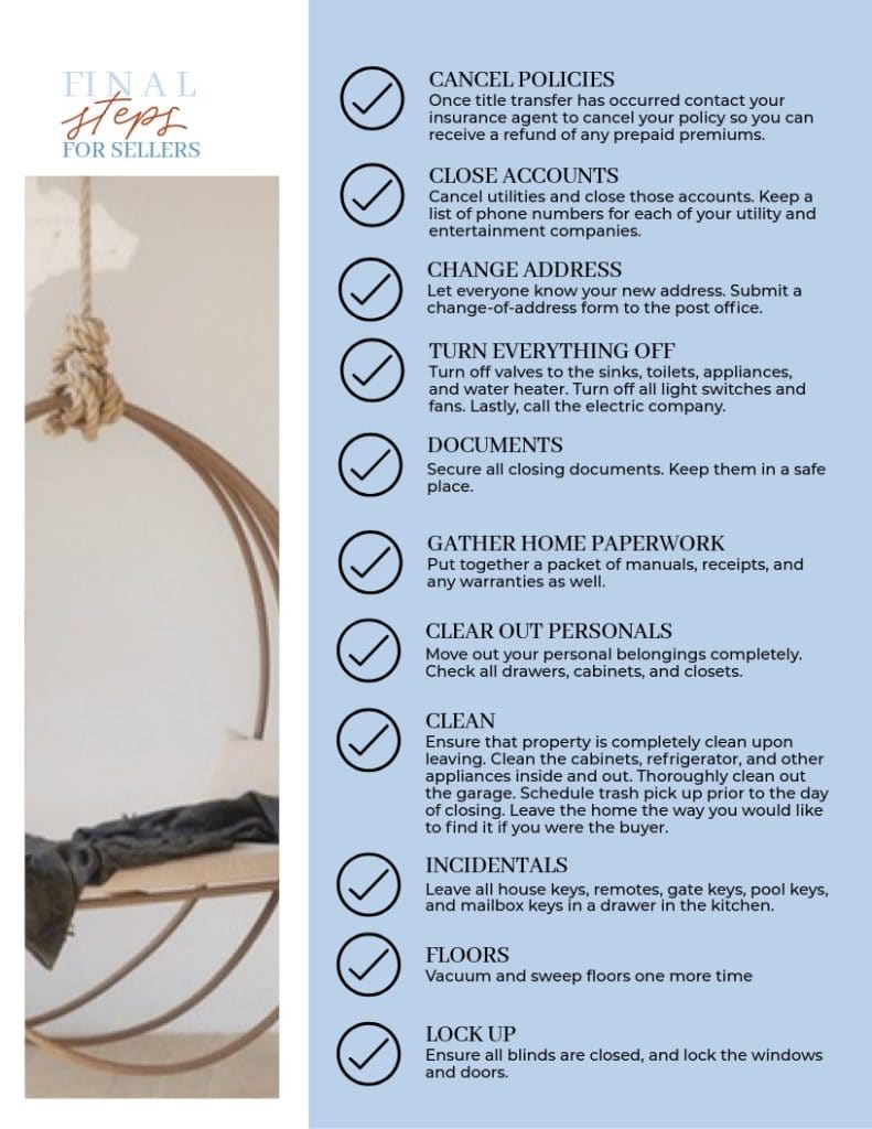 This includes everything you need to do in the last days before the final closing of your home in Coshocton, west lafayette and New Philadelphia ohio